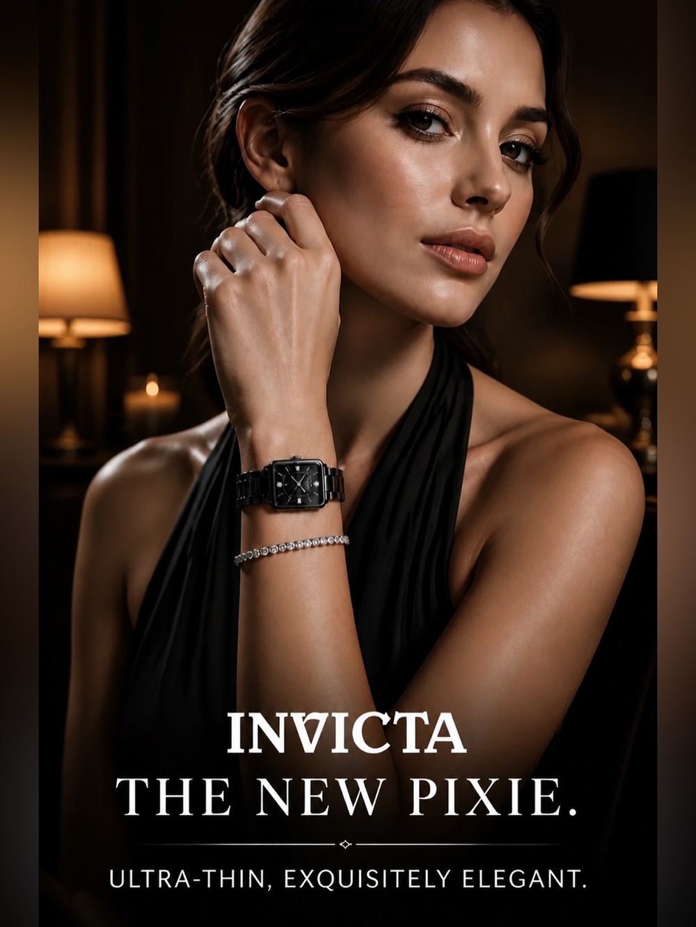 The New invicta Pixie Ultra-Thin with diamond accent, and three year warranty